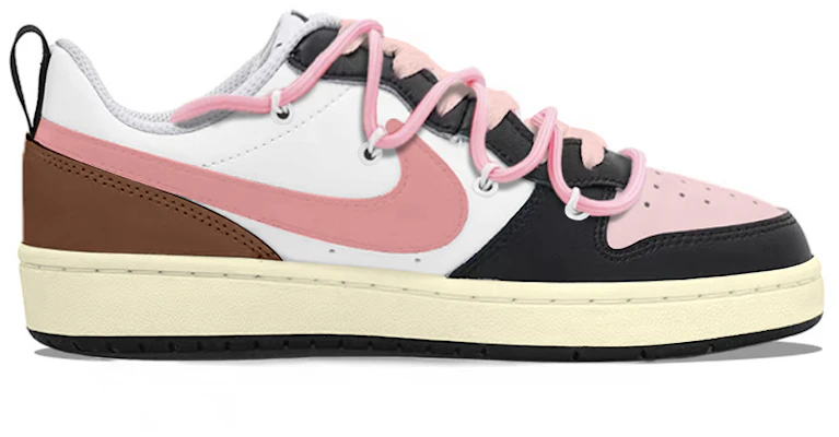 【訂製球鞋】 Nike Court Borough Low 2 復古摩卡 桃色可可 解構綁帶 低筒 板鞋 GS 白粉棕 Order 【訂製球鞋】 Nike Court Borough Low 2 復古摩卡 桃色可可 解構綁帶 低筒 板鞋 GS 白粉棕