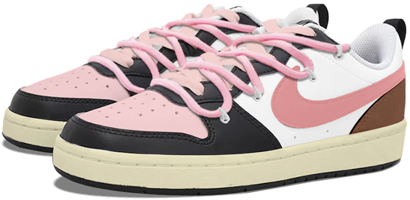 【訂製球鞋】 Nike Court Borough Low 2 復古摩卡 桃色可可 解構綁帶 低筒 板鞋 GS 白粉棕 Lookbook 【訂製球鞋】 Nike Court Borough Low 2 復古摩卡 桃色可可 解構綁帶 低筒 板鞋 GS 白粉棕