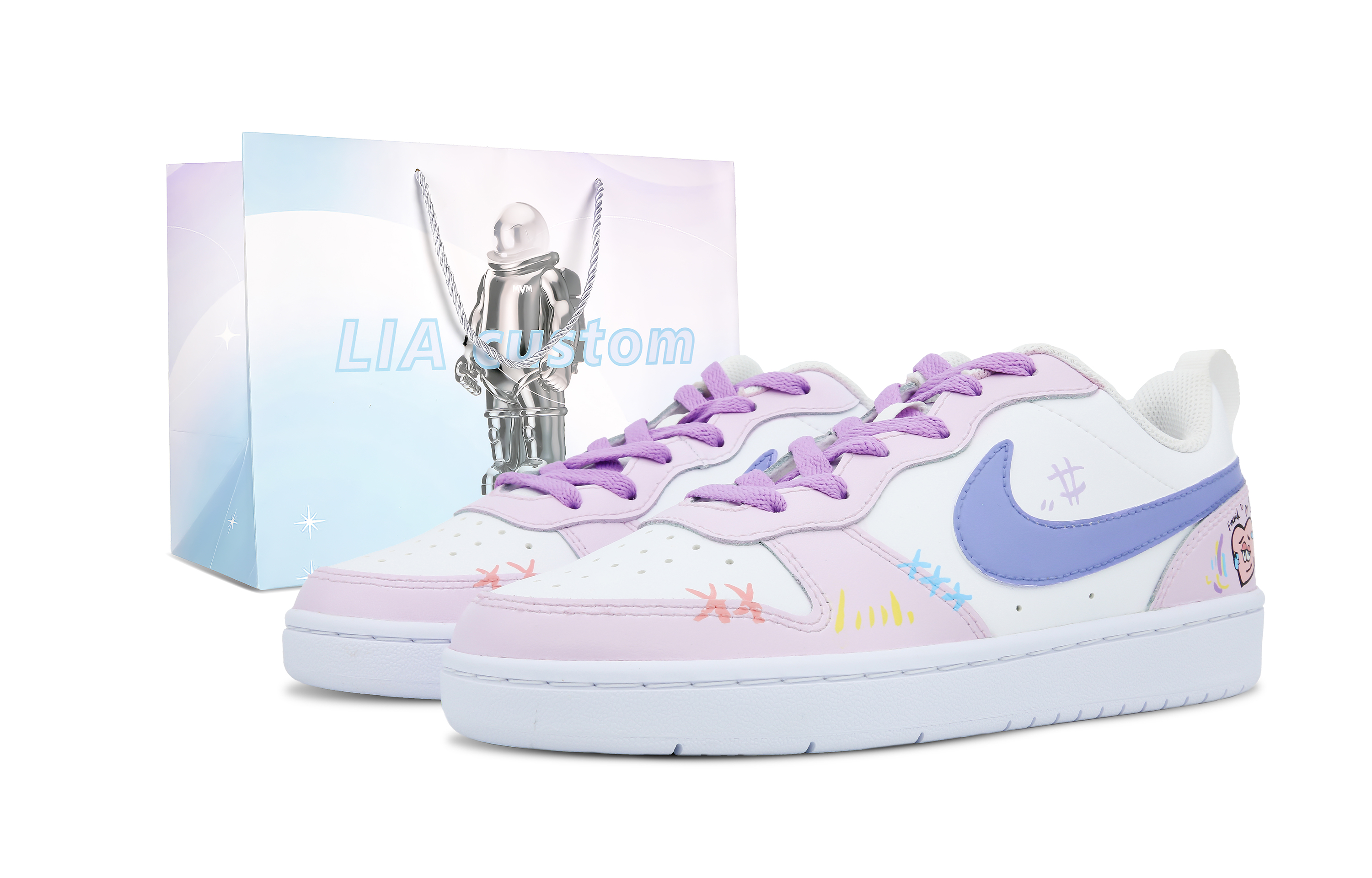 Buy 나이키 코트 버로우 로우 2 "러플 하트" (커스텀) BQ5448-100-485176