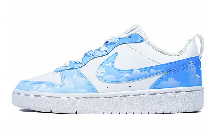 Buy 【定制球鞋】 Nike Court Borough Low 2 玖制 浪漫藍天 天際 喜鵲 飛鳥 漸變色天空 復古 休閒 板鞋 GS 藍色