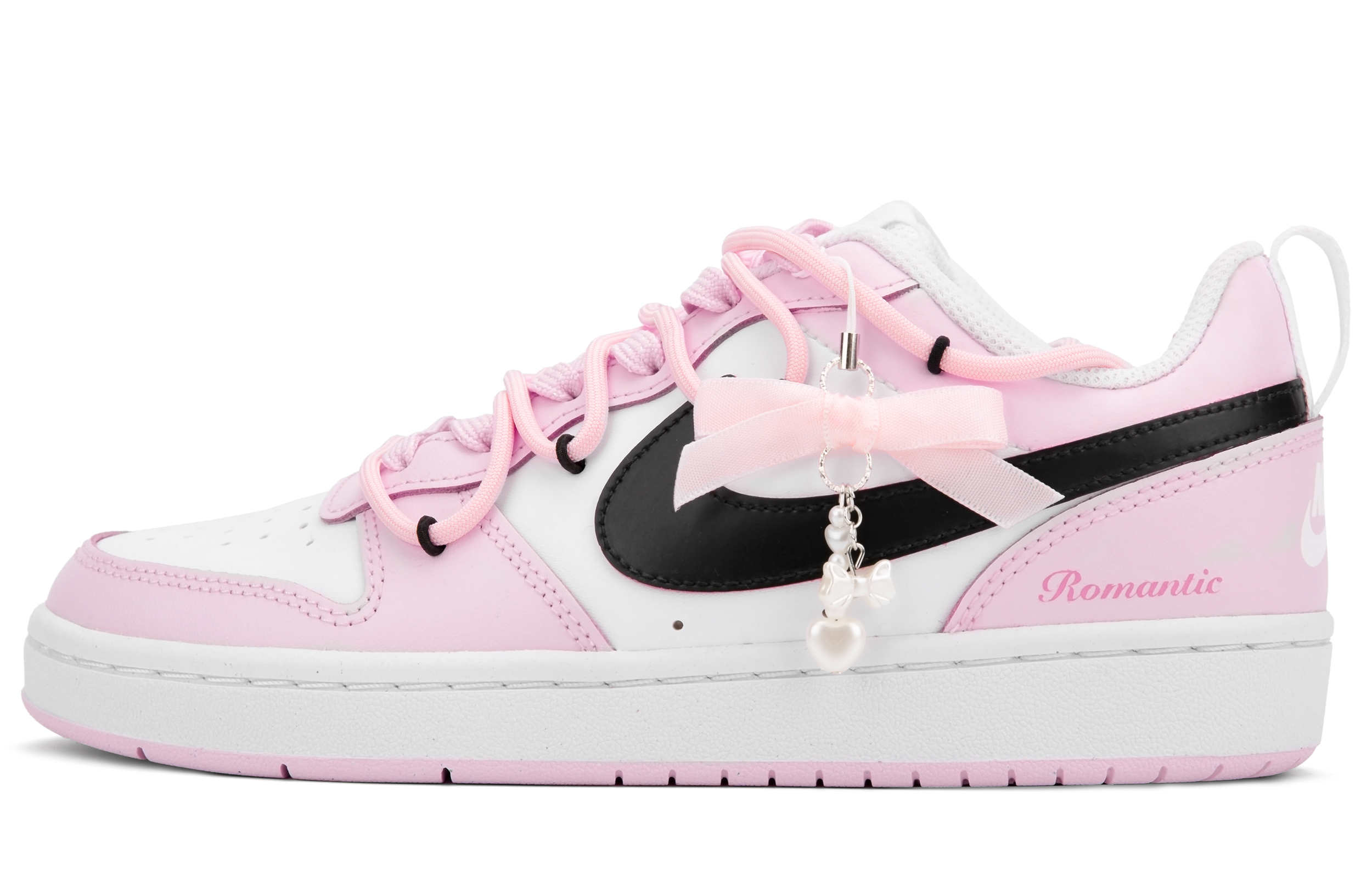 Buy 나이키 코트 보로우 로우 2 '로맨틱 블랙 핑크' (커스텀) DQ0492-100(Team18-浪漫恋曲)