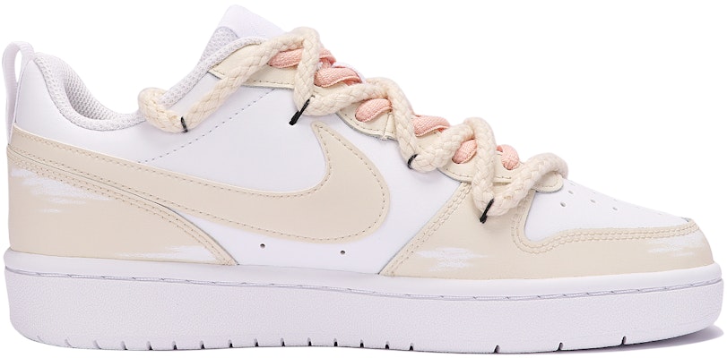【訂製球鞋】Nike Court Borough Low 2 羅曼蒂遇見 復古 百搭 低筒 板鞋 GS 米白 Order 【訂製球鞋】Nike Court Borough Low 2 羅曼蒂遇見 復古 百搭 低筒 板鞋 GS 米白