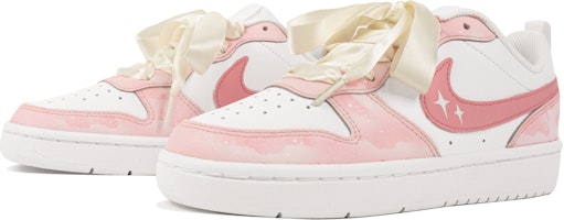 【訂製球鞋】【現貨】Nike Court Borough Low 2 玖制 粉色星空 浪漫銀河 星辰大海 低筒 板鞋 GS 白粉 Lookbook 【訂製球鞋】【現貨】Nike Court Borough Low 2 玖制 粉色星空 浪漫銀河 星辰大海 低筒 板鞋 GS 白粉