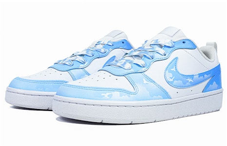 【定制球鞋】 Nike Court Borough Low 2 玖制 浪漫藍天 天際 喜鵲 飛鳥 漸變色天空 復古 休閒 板鞋 GS 藍色 Lookbook 【定制球鞋】 Nike Court Borough Low 2 玖制 浪漫藍天 天際 喜鵲 飛鳥 漸變色天空 復古 休閒 板鞋 GS 藍色