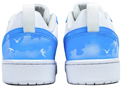 【定制球鞋】 Nike Court Borough Low 2 玖制 浪漫藍天 天際 喜鵲 飛鳥 漸變色天空 復古 休閒 板鞋 GS 藍色 Shop 【定制球鞋】 Nike Court Borough Low 2 玖制 浪漫藍天 天際 喜鵲 飛鳥 漸變色天空 復古 休閒 板鞋 GS 藍色