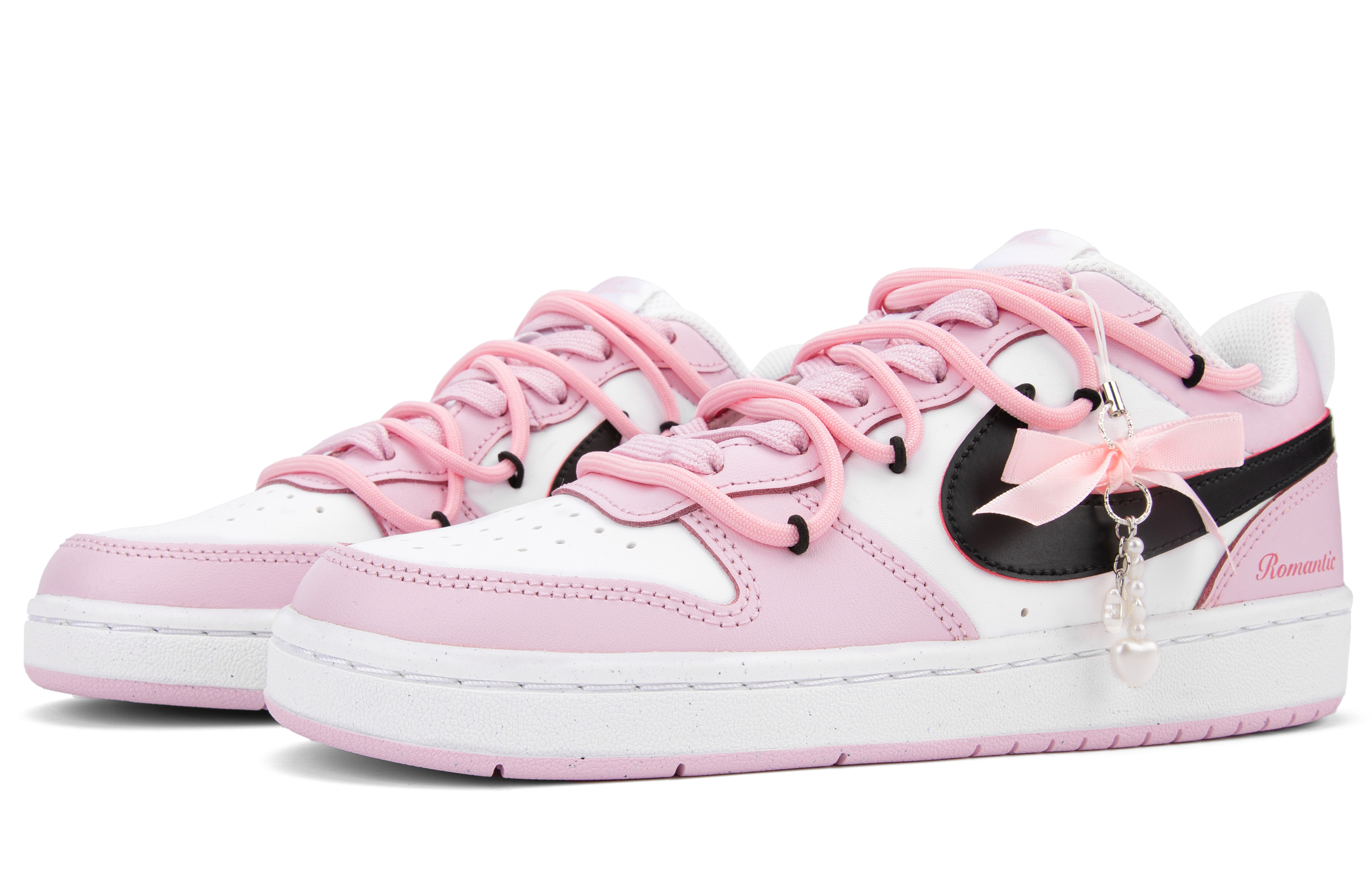 Shop 나이키 코트 보로우 로우 2 '로맨틱 블랙 핑크' (커스텀) DQ0492-100(Team18-浪漫恋曲)