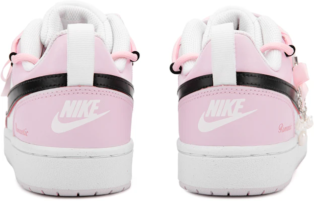 【定製球鞋】Nike Court Borough Low 2 浪漫戀曲 手繪 少女風 裝飾 解構 百搭 低筒 板鞋 GS 黑粉 Purchase 【定製球鞋】Nike Court Borough Low 2 浪漫戀曲 手繪 少女風 裝飾 解構 百搭 低筒 板鞋 GS 黑粉