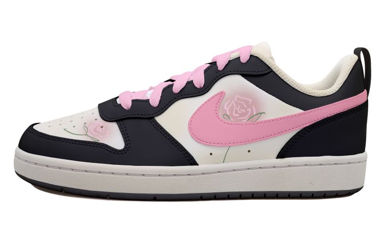 Buy [Kasut Custom] Nike Court Borough Low 2 'Rose Distressed' DO7446-101(Team拾玖-黑粉玫瑰女S-BOX)