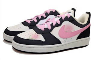 【定製球鞋】 Nike Court Borough Low 2 玫瑰花 做舊 時尚復古 厚底 低筒 板鞋 GS 黑粉 Lookbook 【定製球鞋】 Nike Court Borough Low 2 玫瑰花 做舊 時尚復古 厚底 低筒 板鞋 GS 黑粉