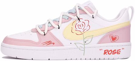 【訂製球鞋】Nike Court Borough Low 2 玫瑰心語 塗鴉風 低筒 板鞋 GS 粉紅 Buy 【訂製球鞋】Nike Court Borough Low 2 玫瑰心語 塗鴉風 低筒 板鞋 GS 粉紅