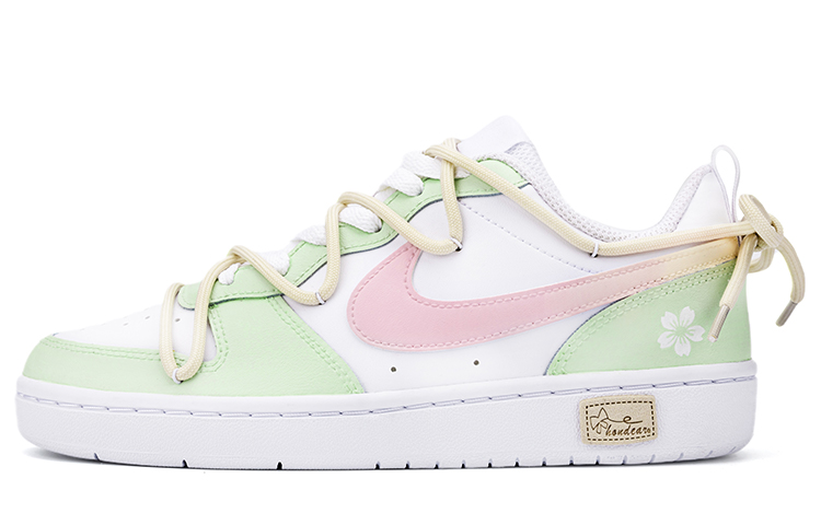 Buy [Kasut Custom] Nike Court Borough Low 2 'Sakura Deconstructed Putih Merah Jambu Hijau' BQ5448-100(Team18-C樱花绿粉双鞋带）