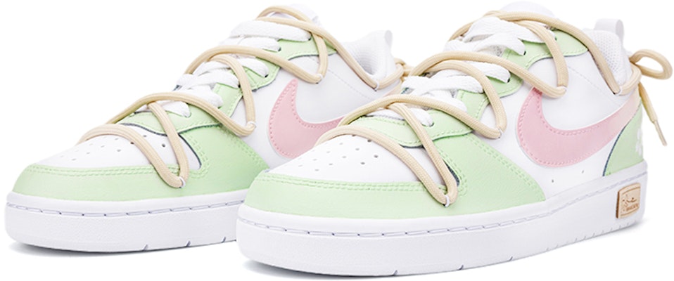 【定製球鞋】Nike Court Borough Low 2 櫻花 解構雙鞋帶 手繪小清新 低筒 板鞋 GS 白粉綠 Lookbook 【定製球鞋】Nike Court Borough Low 2 櫻花 解構雙鞋帶 手繪小清新 低筒 板鞋 GS 白粉綠