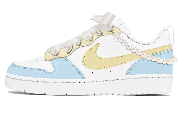 Buy [Kasut Rekaan] Nike Court Borough Low 2 'Garam Laut Mangga Ais' BQ5448-100(TeamY-女款复古海盐芒果冰米蓝黄)