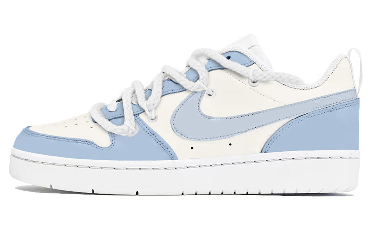 Buy 【客製球鞋】Nike Court Borough Low 2 高級小眾 海鹽奶油 牛奶冰 解構綁帶 低筒 板鞋 GS 米藍