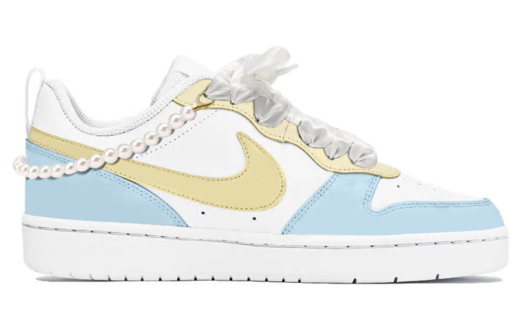 Order [Kasut Rekaan] Nike Court Borough Low 2 'Garam Laut Mangga Ais' BQ5448-100(TeamY-女款复古海盐芒果冰米蓝黄)