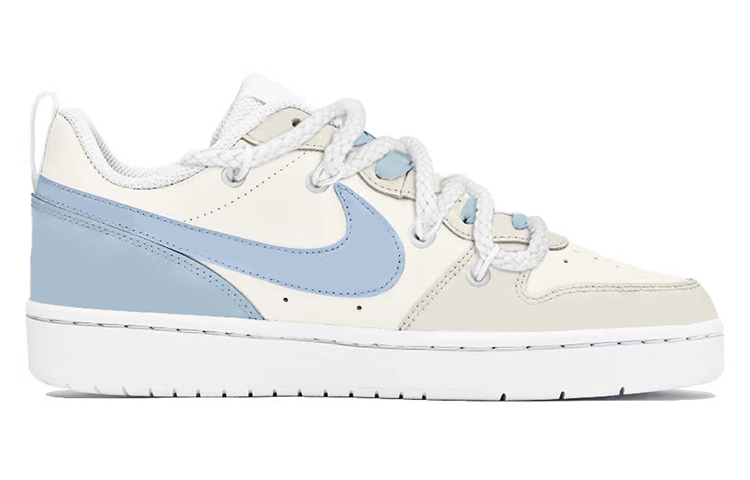 Order [Zapatos Personalizados] Nike Court Borough Low 2 'Sea Salt Milk Blue' BQ5448-100(TeamY-女款海盐牛奶冰米奶蓝)