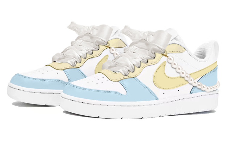 Lookbook [Kasut Rekaan] Nike Court Borough Low 2 'Garam Laut Mangga Ais' BQ5448-100(TeamY-女款复古海盐芒果冰米蓝黄)