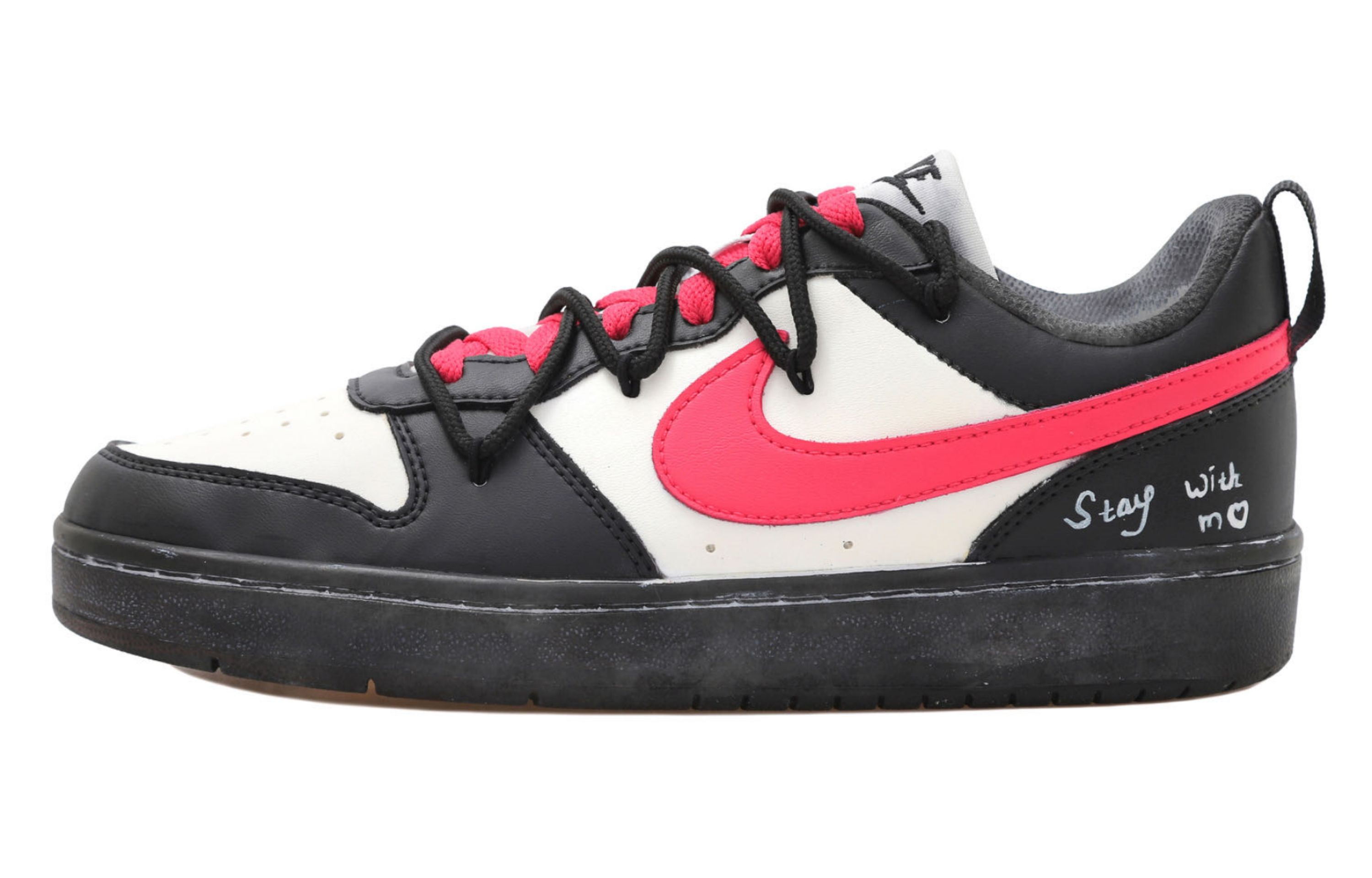 [Custom Shoes] Nike Court Borough Low 2 'Shibuya Lovers Panda Deconstructed Black White Rose Pink'