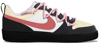 【客製球鞋】Nike Court Borough Low 2 復古 澀谷辣妹 Y2K 解構綁帶 低筒 板鞋 GS 粉黑 Order 【客製球鞋】Nike Court Borough Low 2 復古 澀谷辣妹 Y2K 解構綁帶 低筒 板鞋 GS 粉黑