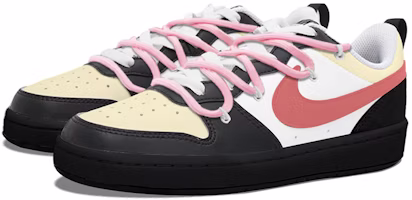 【客製球鞋】Nike Court Borough Low 2 復古 澀谷辣妹 Y2K 解構綁帶 低筒 板鞋 GS 粉黑 Lookbook 【客製球鞋】Nike Court Borough Low 2 復古 澀谷辣妹 Y2K 解構綁帶 低筒 板鞋 GS 粉黑