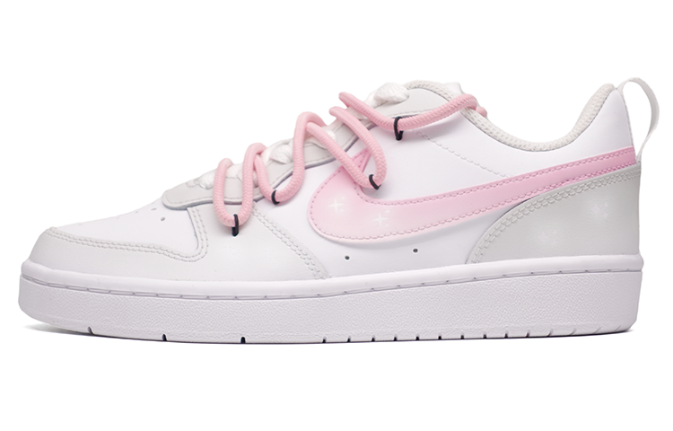 Buy [定制鞋] 耐克Court Borough Low 2 '闪耀星渐变' BQ5448-100(Team拾捌-灰粉星星)