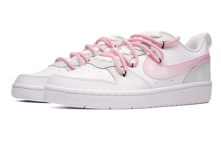 Lookbook [定制鞋] 耐克Court Borough Low 2 '闪耀星渐变' BQ5448-100(Team拾捌-灰粉星星)