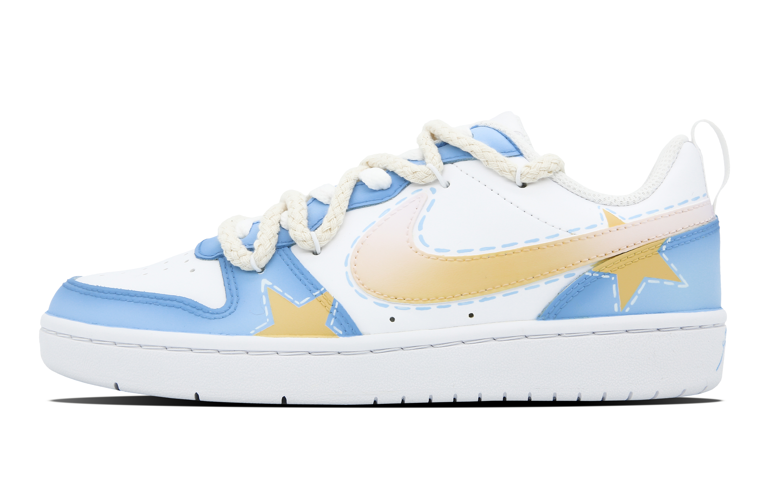 [Custom Shoes] Nike Court Borough Low 2 'Star Blue Yellow'