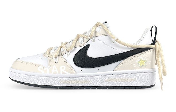 Buy [Sepatu Custom] Nike Court Borough Low 2 'Star Patch Hitam Putih Kuning' BQ5448-104(Team99-女CB黄星贴布解)