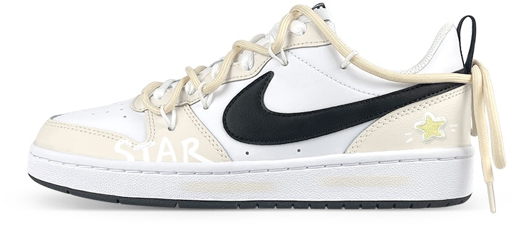 custom-shoes-nike-court-borough-low-2-star-patch-black-white-yellow
