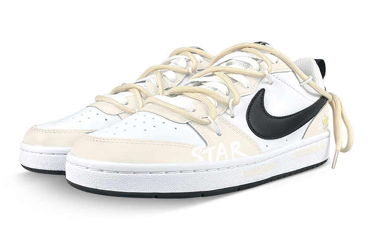 Lookbook [Sepatu Custom] Nike Court Borough Low 2 'Star Patch Hitam Putih Kuning' BQ5448-104(Team99-女CB黄星贴布解)