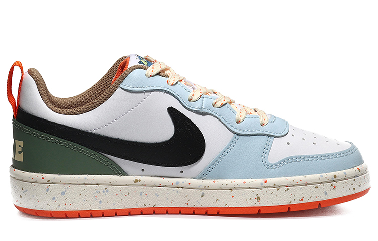 Order 【定制球鞋】耐吉 Court Borough Low 2 油畫星空 藍色漸變 藝術文字 休閒 低筒 板鞋 GS 白藍