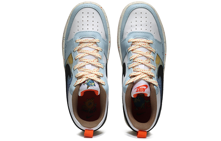 Shop 【定制球鞋】耐吉 Court Borough Low 2 油畫星空 藍色漸變 藝術文字 休閒 低筒 板鞋 GS 白藍