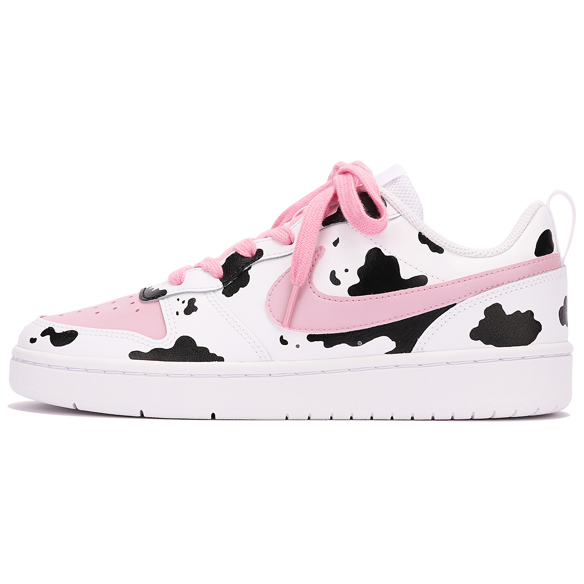 Buy [定制鞋款] 耐克 Court Borough Low 2 '草莓牛奶牛' BQ5448-100(TeamThree-草莓奶牛-黑白粉)