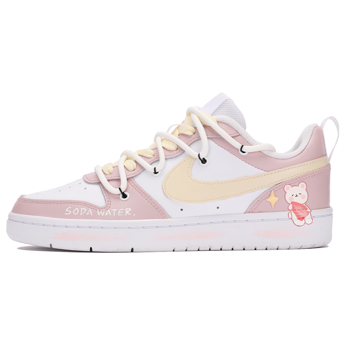 Order [Sepatu Kustom] Nike Court Borough Low 2 'Strawberry Bear Pink Putih' BQ5448-100(TeamThree-草莓小熊粉白)