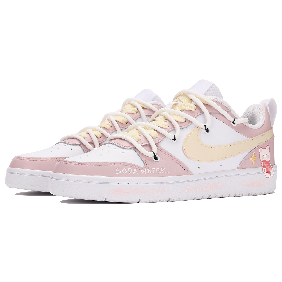 Shop [Sepatu Kustom] Nike Court Borough Low 2 'Strawberry Bear Pink Putih' BQ5448-100(TeamThree-草莓小熊粉白)