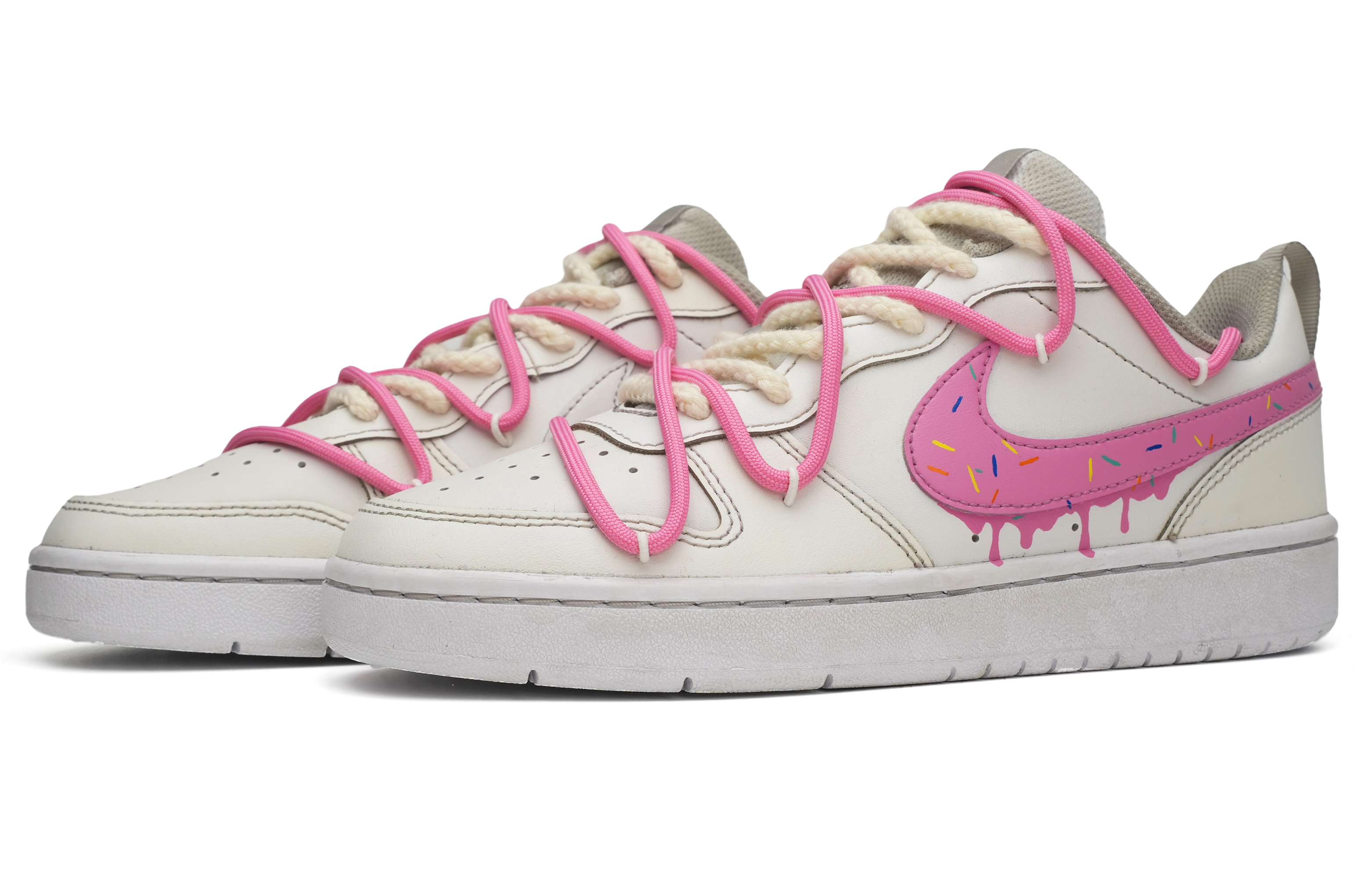 Shop [Zapatillas Personalizadas] Nike Court Borough Low 2 'Donut de Fresa' BQ5448-100(Team35--冰淇淋）