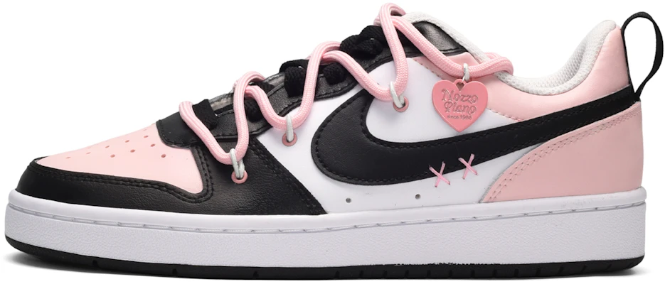 【訂製球鞋】 Nike Court Borough Low 2 夏日涼爽 縫線 甜酷愛心 低筒 板鞋 GS 黑粉 Buy 【訂製球鞋】 Nike Court Borough Low 2 夏日涼爽 縫線 甜酷愛心 低筒 板鞋 GS 黑粉