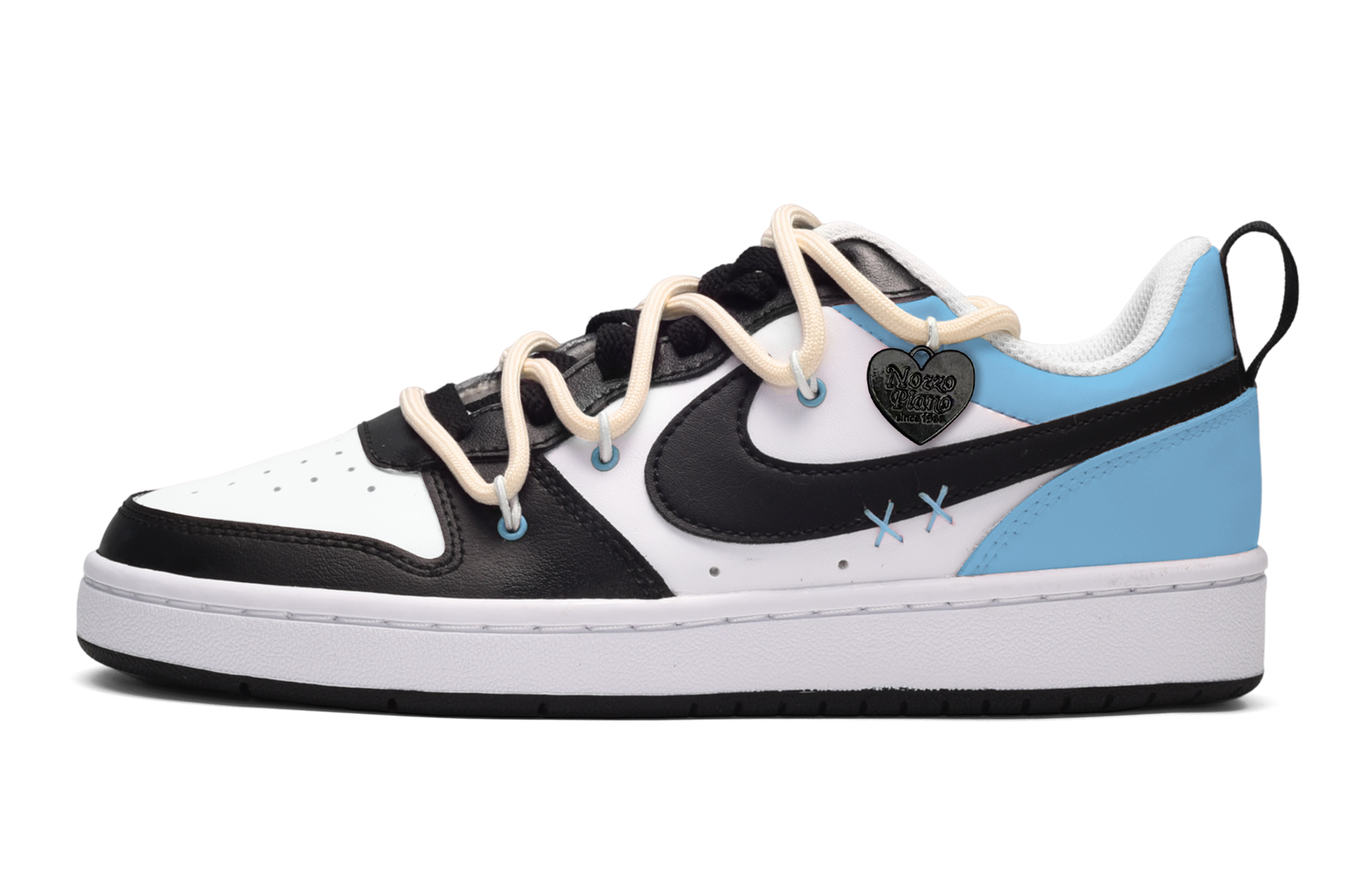 Buy [Sneakers Kustom] Nike Court Borough Low 2 'Summer Breeze Hitam Putih Biru' BQ5448-104(TeamE-女款活力闪电黑白蓝)