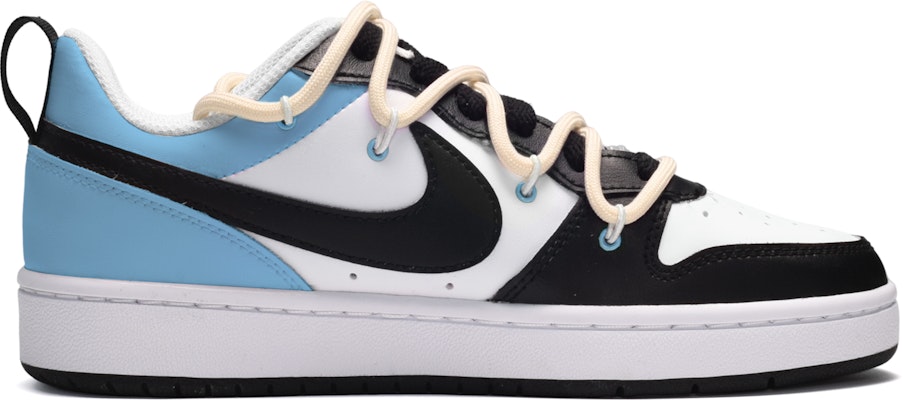 【訂製球鞋】 Nike Court Borough Low 2 夏日清涼 活力閃電 低筒 板鞋 GS 黑白藍 Order 【訂製球鞋】 Nike Court Borough Low 2 夏日清涼 活力閃電 低筒 板鞋 GS 黑白藍