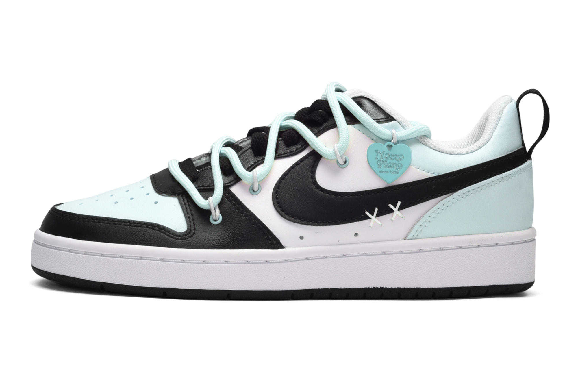Buy [Nike Kasut] Nike Court Borough Low 2 'Summer Cool' Garam Hitam Putih Biru' BQ5448-104(TeamE-女款气泡海盐黑白蓝)