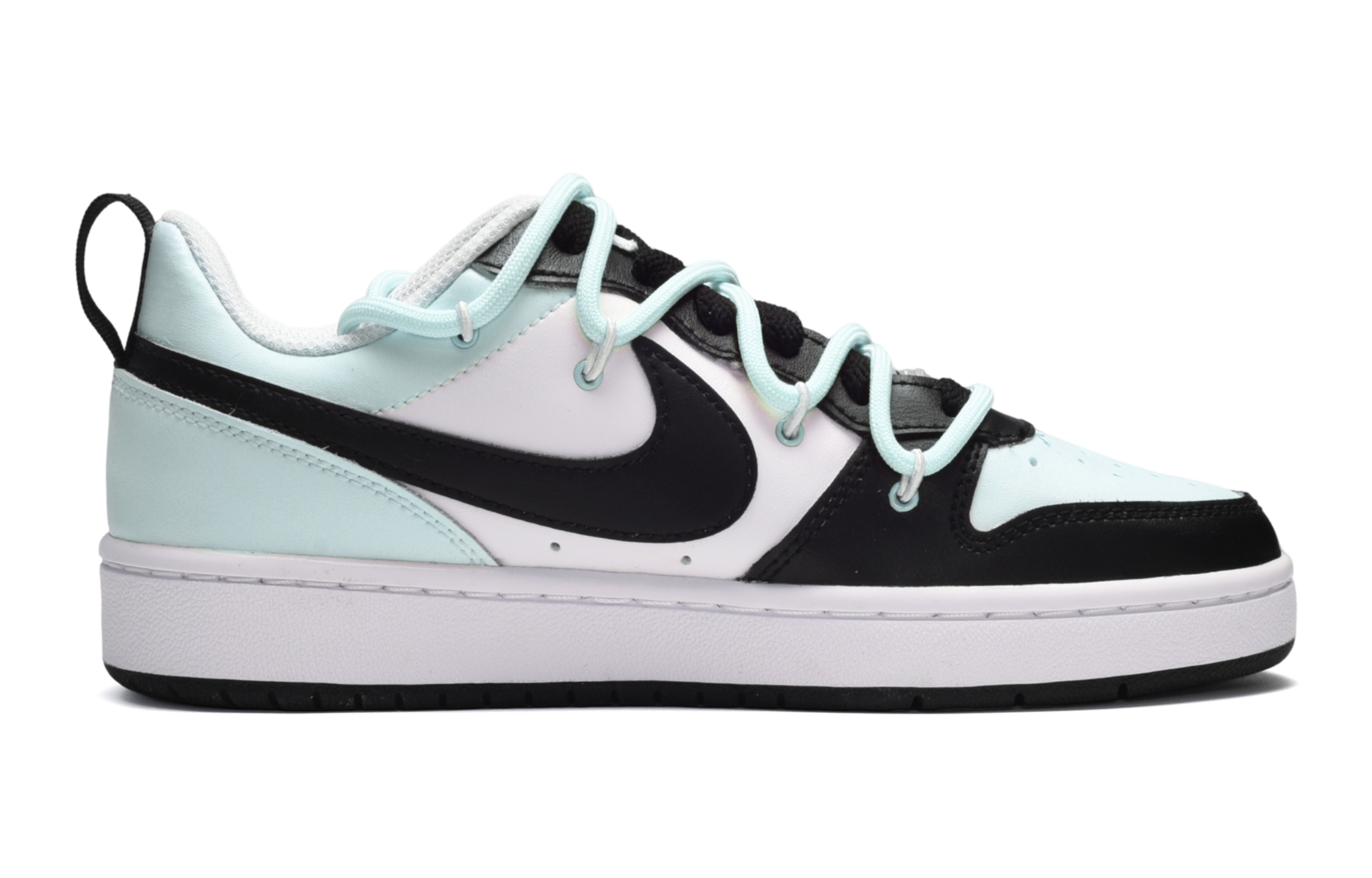 Order [Nike Kasut] Nike Court Borough Low 2 'Summer Cool' Garam Hitam Putih Biru' BQ5448-104(TeamE-女款气泡海盐黑白蓝)