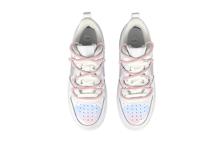 Shop [定制鞋] 耐克Court Borough Low 2 '夏日梦境 白-粉-蓝' BQ5448-100(Team47-女C仲夏解构)
