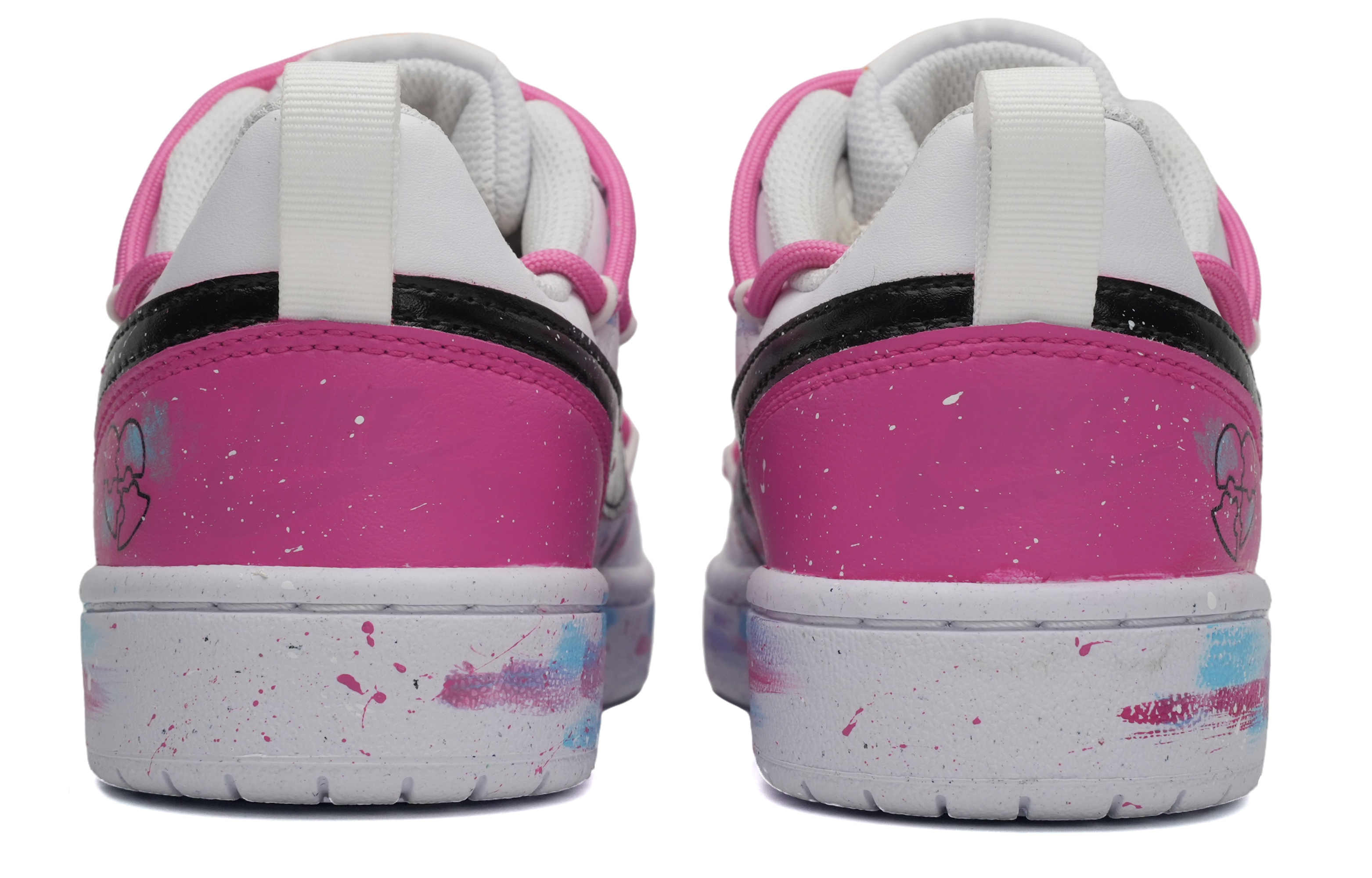 Shop 【客製化球鞋】 Nike Court Borough Low 2 夢幻夏日 多巴胺 潑墨塗鴉 低筒 板鞋 GS 粉白