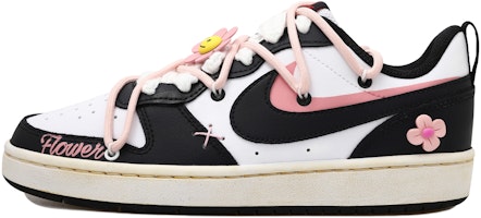 【訂製球鞋】Nike Court Borough Low 2 向日葵 甜美 防滑耐磨 低幫 板鞋 GS 黑白粉 Buy 【訂製球鞋】Nike Court Borough Low 2 向日葵 甜美 防滑耐磨 低幫 板鞋 GS 黑白粉