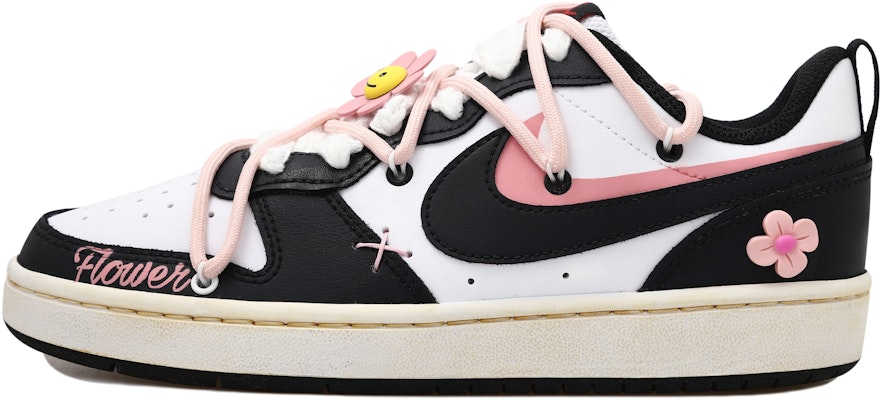 【訂製球鞋】Nike Court Borough Low 2 向日葵 甜美 防滑耐磨 低幫 板鞋 GS 黑白粉 Buy 【訂製球鞋】Nike Court Borough Low 2 向日葵 甜美 防滑耐磨 低幫 板鞋 GS 黑白粉