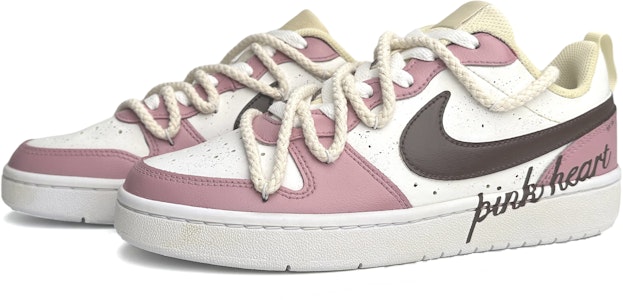 【客製球鞋】Nike Court Borough Low 2 甜美粉紅 少女心 手繪濺墨 解構鞋帶 低筒 板鞋 GS 粉棕 Lookbook 【客製球鞋】Nike Court Borough Low 2 甜美粉紅 少女心 手繪濺墨 解構鞋帶 低筒 板鞋 GS 粉棕