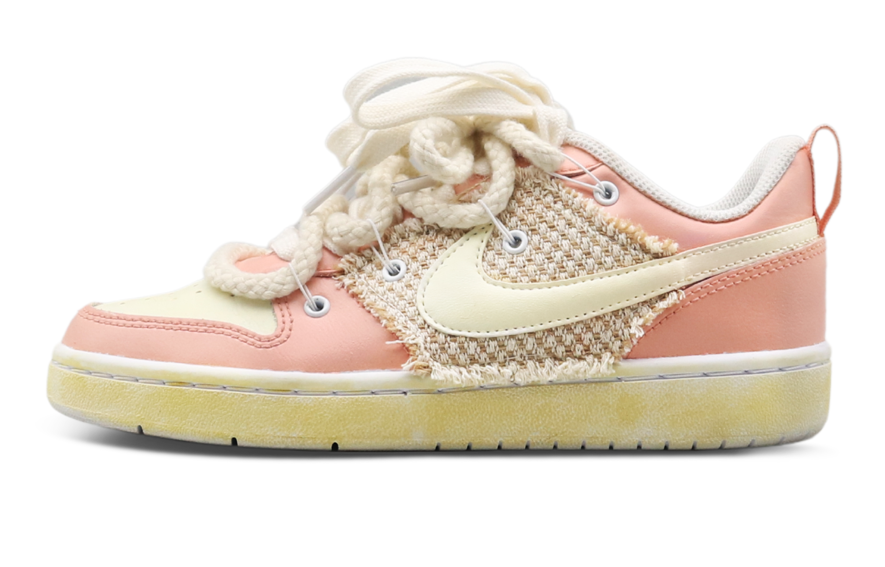 Buy 【定制球鞋】Nike Court Borough Low 2 甜心女孩 缝纫 解构 低帮 板鞋 GS 米粉