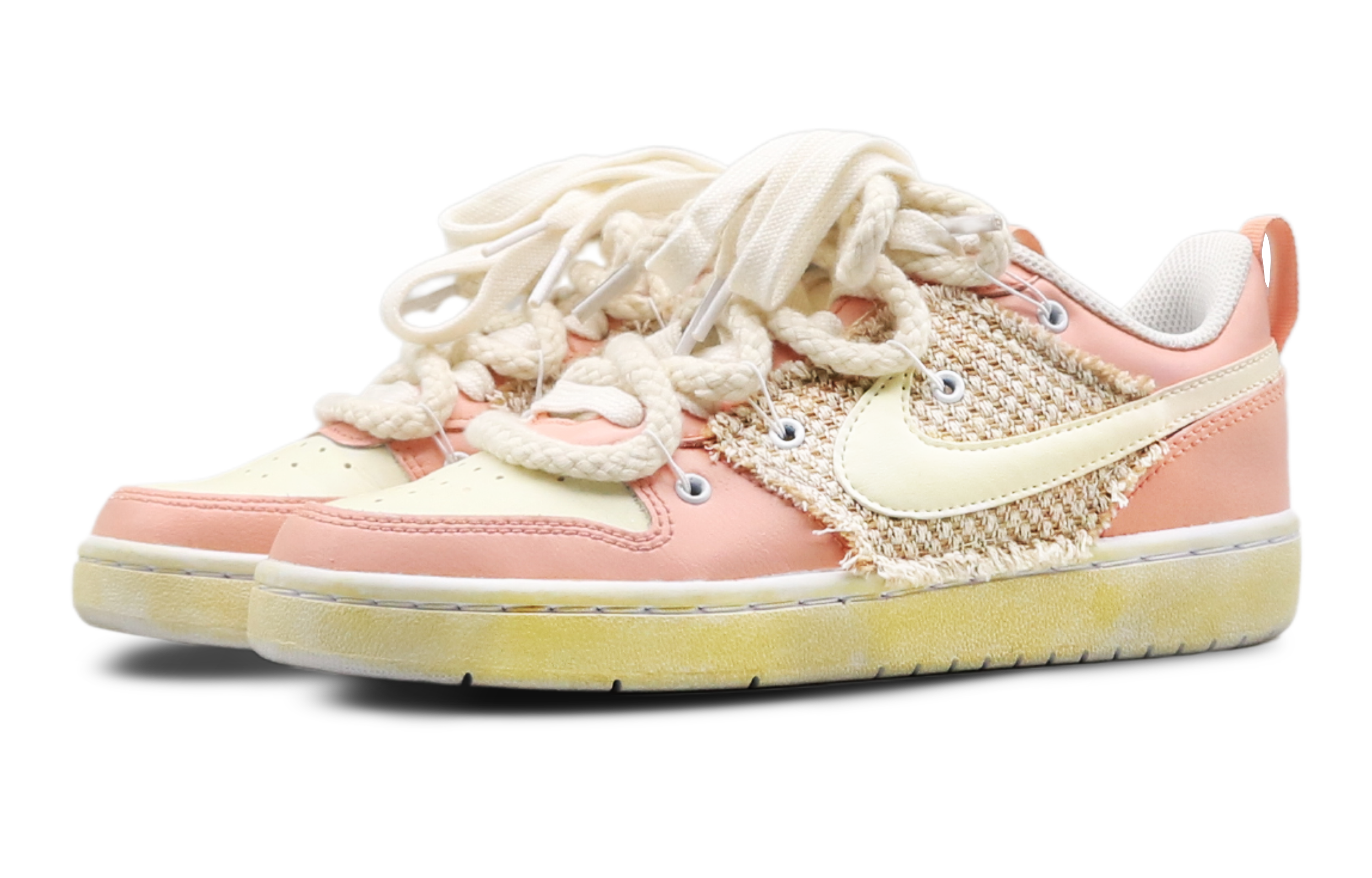 Lookbook 【定制球鞋】Nike Court Borough Low 2 甜心女孩 缝纫 解构 低帮 板鞋 GS 米粉
