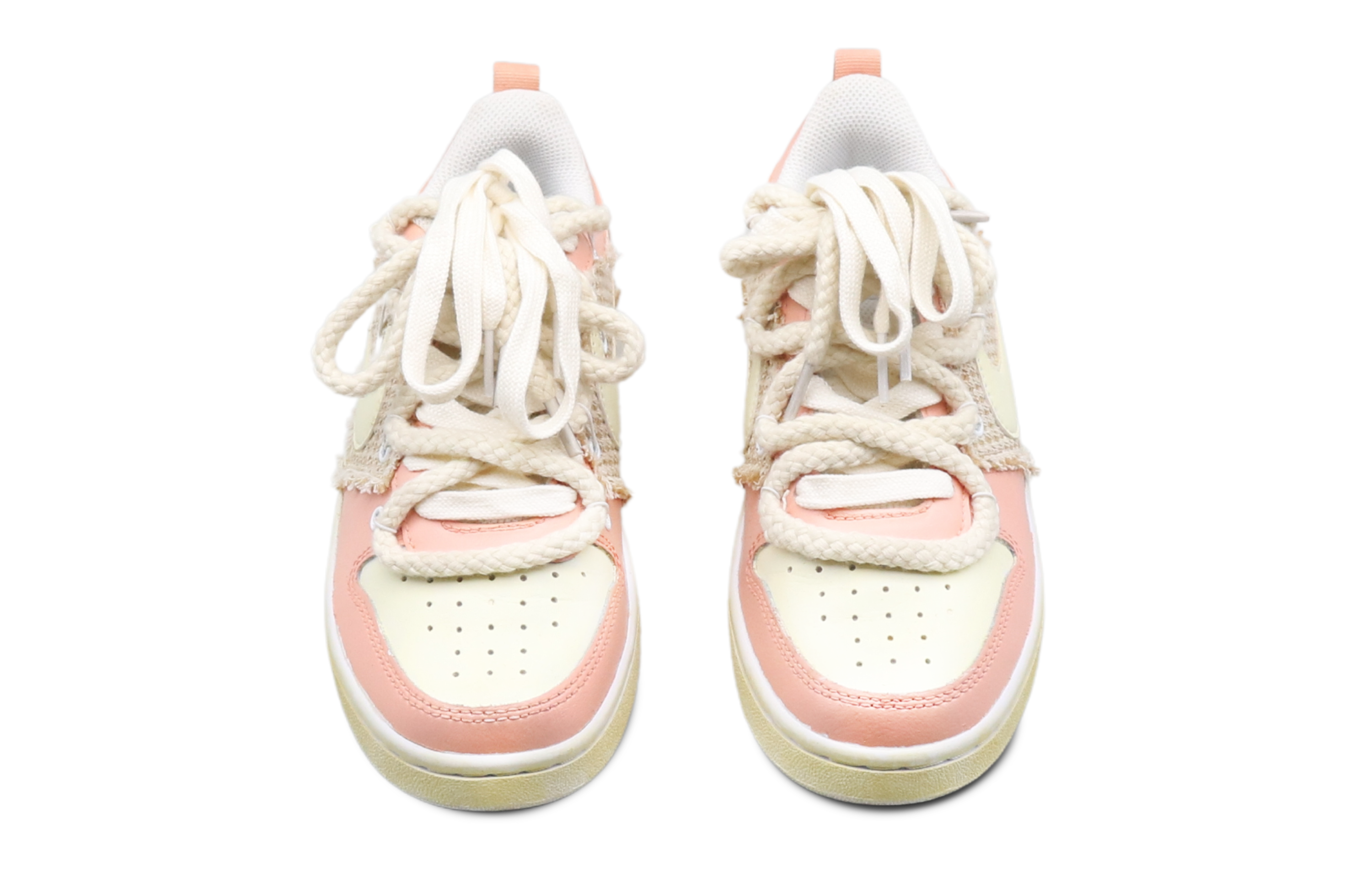 Shop 【定制球鞋】Nike Court Borough Low 2 甜心女孩 缝纫 解构 低帮 板鞋 GS 米粉