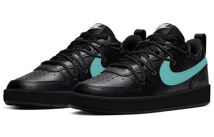 Lookbook [カスタムシューズ] ナイキ コート バロー Low 2 'ティファニーブラックブルー' BQ5448-002(TeamY-女款复古蒂芙尼黑白绿)